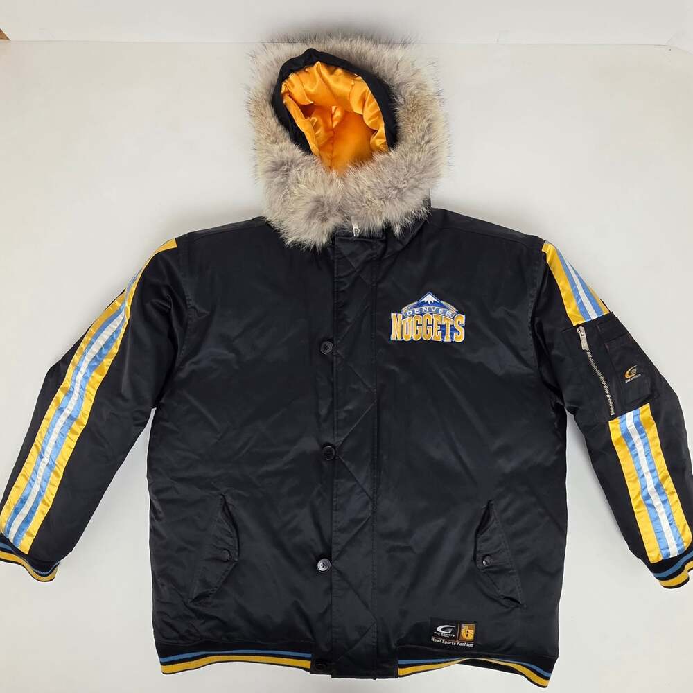 Vintage Denver Nuggets G-III Sports Puffer Jacket with Faux Fur Hood - Men's XL